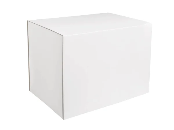 White rectangular cardboard box isolated on white background — Stock Photo, Image