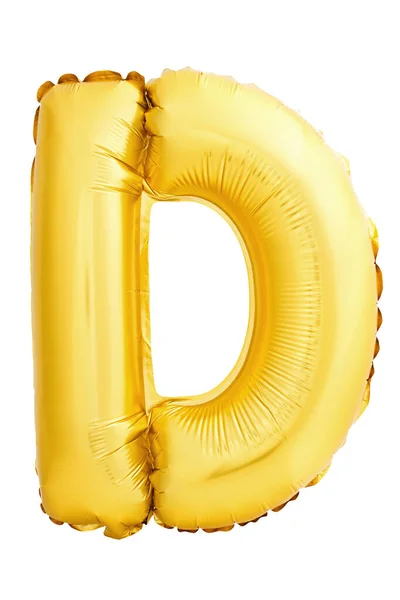 Buchstabe D aus aufblasbarem Ballon isoliert auf weiß — Stockfoto