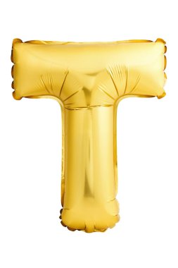 Beyaz arkaplanda izole edilmiş şişme balondan T harfi.