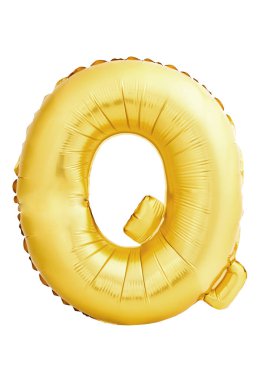 Beyaz arkaplanda izole edilmiş şişme balondan yapılmış Q harfi