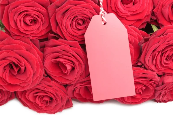 Zbliżenie ślepej etykiety z różami — Zdjęcie stockowe