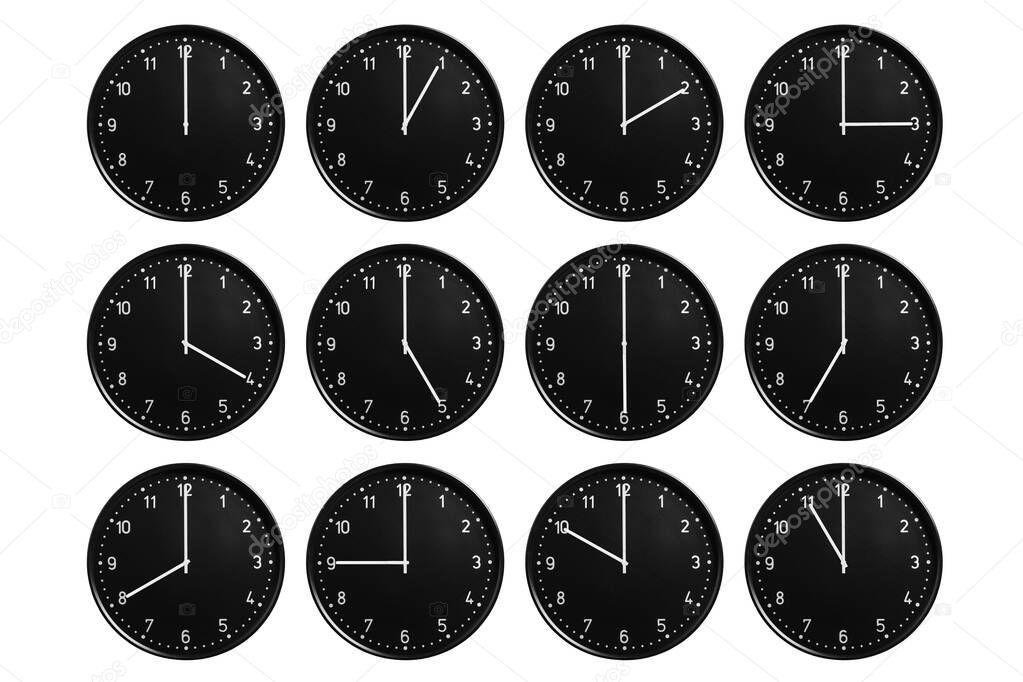 Set of office clocks