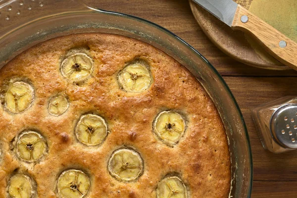 Frisch Gebackener Hausgemachter Bananen Und Zimtkuchen Über Kopf Mit Natürlichem — Stockfoto