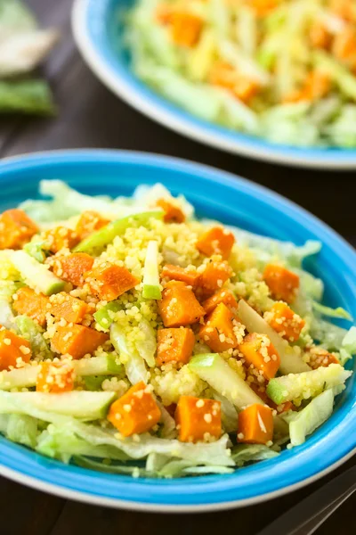 Salad Roasted Pumpkin Green Apple Couscous Iceberg Lettuce Seasoned Thyme — Stock Photo, Image