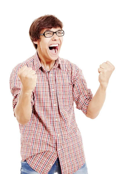 Podekscytowany wentylator świętuje zwycięstwo — Zdjęcie stockowe
