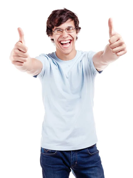 Guy showing thumbs up sign — Stock Photo, Image