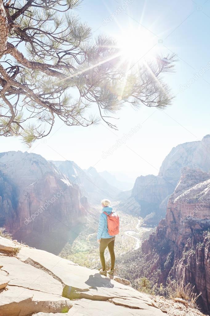 Hiker on top of Angels Landing