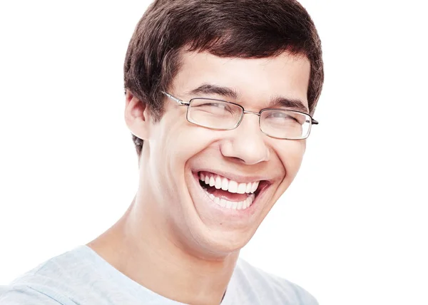 Lachender junger Mann mit Kopfschuss — Stockfoto