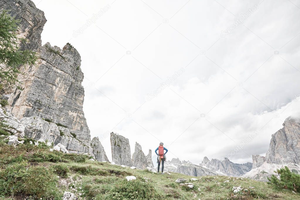 Climber before ascent in 5 Torri