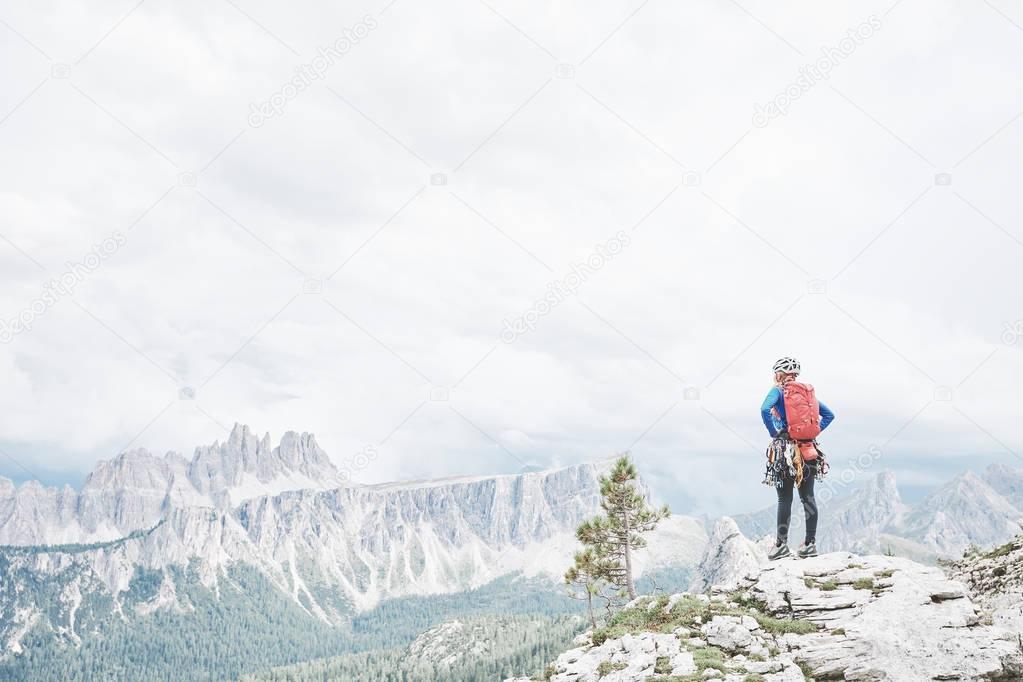 Rock climber in Dolomites