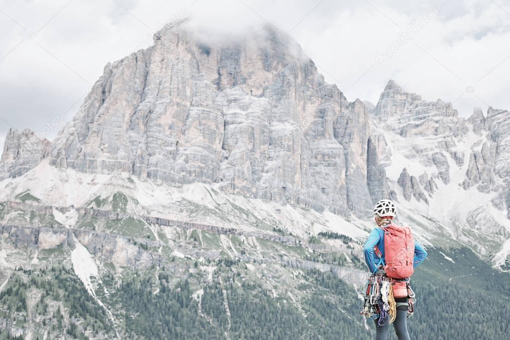 Climber near Tofana di Rozes