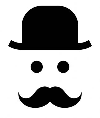 Bıyıklı adam retro şapkalı vektör simgesi