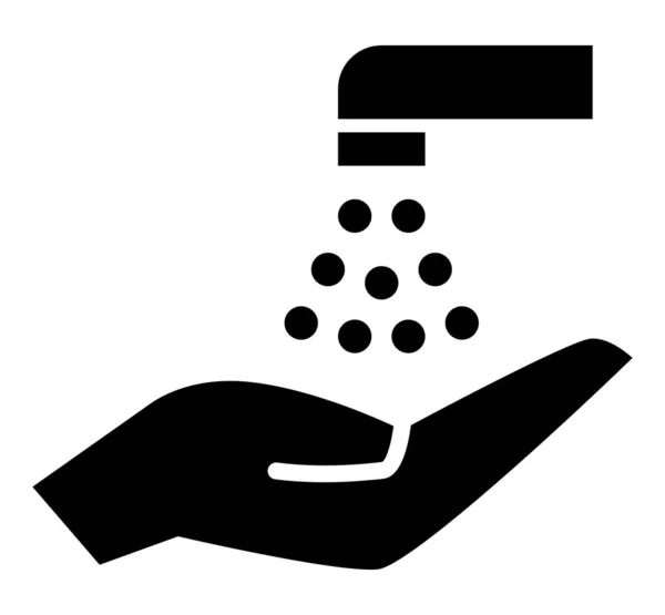 Ícone Lavar Mãos Ícone Vetor Mão Sob Água Torneira — Vetor de Stock
