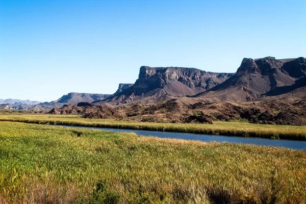 Mountains River Wetlands Bill Williams National Wildlife Preserve Arizona Usa Stock Photo