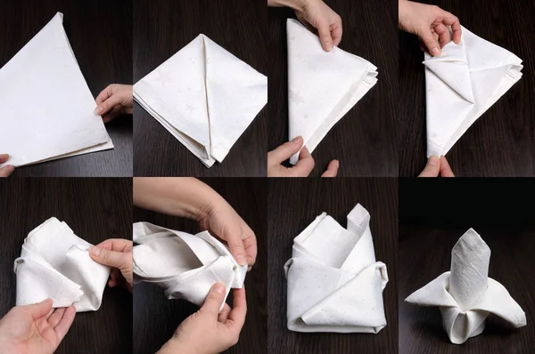 How to fold a napkin — Stock Photo, Image