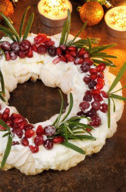 Christmas wreath made of meringue clipart