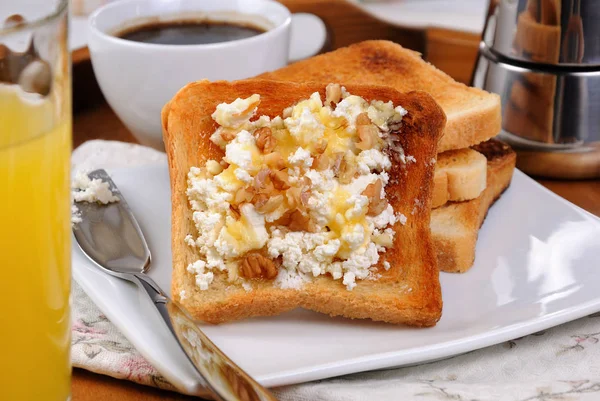 Toasty s ricottou u snídaně — Stock fotografie