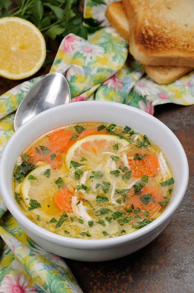 Chicken Orzo soup — Stock Photo, Image