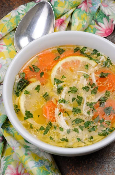 Chicken Orzo soup — Stock Photo, Image