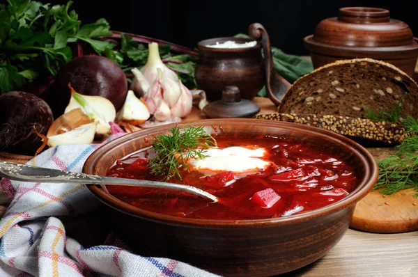 Borsch - soup with beet — Stock Photo, Image