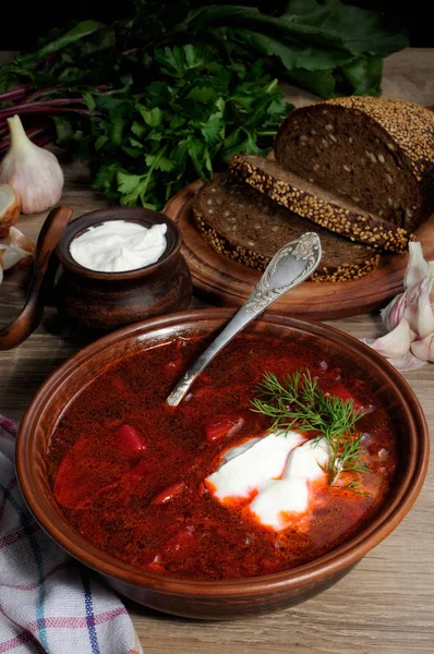 Borsch - supă cu sfeclă — Fotografie, imagine de stoc