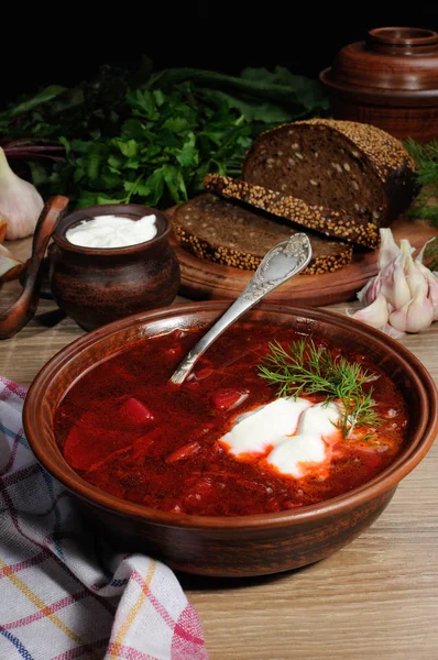 Borsch - supă cu sfeclă — Fotografie, imagine de stoc