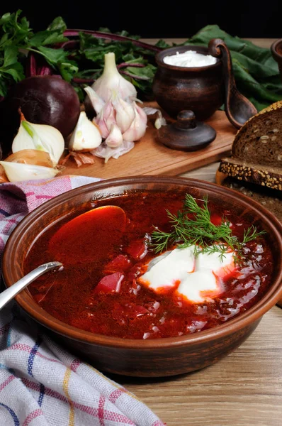 Borsch - soup with beet — Stock Photo, Image