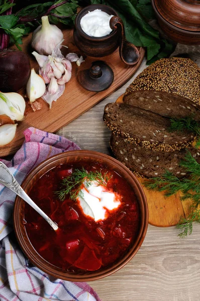 Borsch - soep met bieten — Stockfoto