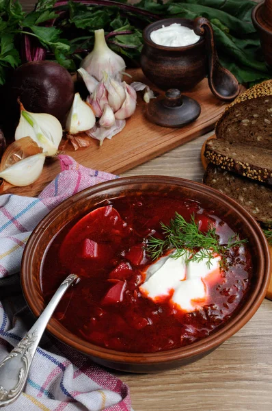 Borsch - soup with beet — Stock Photo, Image