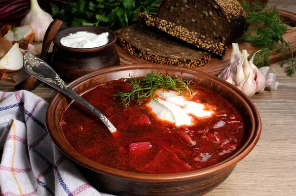 Borsch - soup with beet — Stock Photo, Image