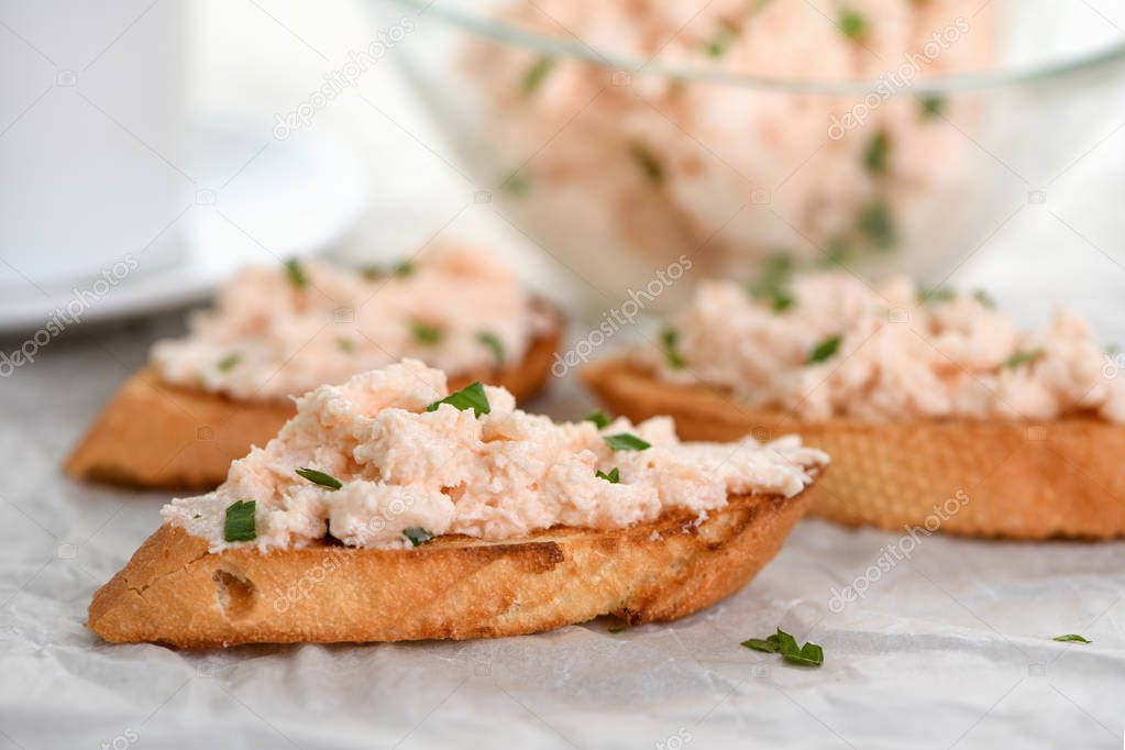 Appetizer pate  salmon with soft cheese 