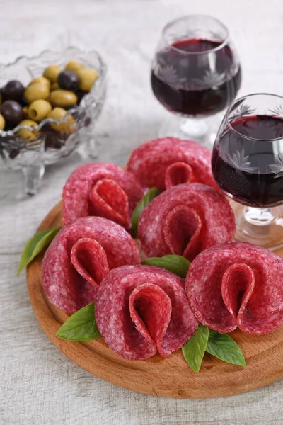 Spuntino di pasto leggero da salame — Foto Stock