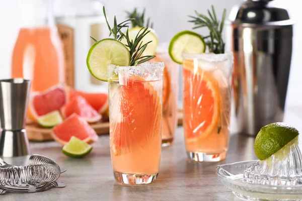 Cocktail Fresh Lime Rosemary Combined Fresh Grapefruit Juice Tequila — Stockfoto