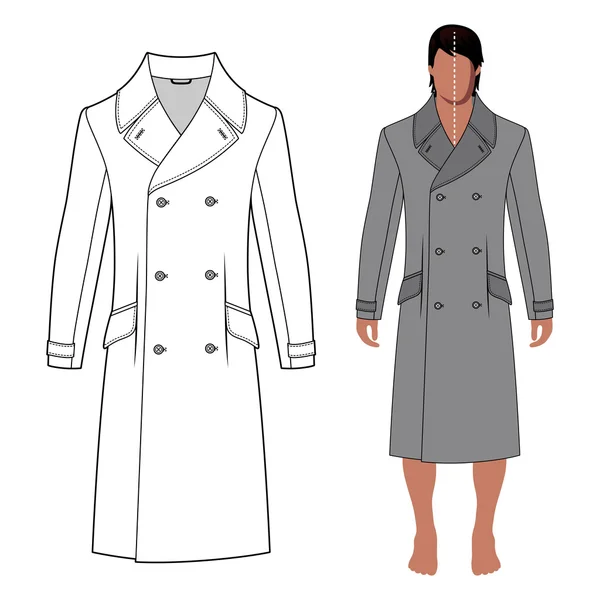 Ανδρικό παλτό (με θέα μπροστά) — Διανυσματικό Αρχείο