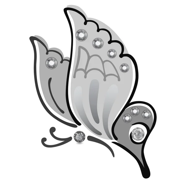 Logotipo cinza borboleta — Vetor de Stock