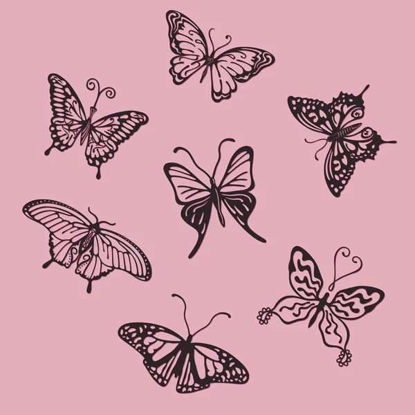 Set logo farfalla — Vettoriale Stock