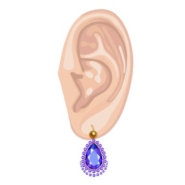Human ear & hanging earring clipart