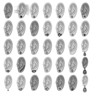 İnsan kulak ve küpe seti paket