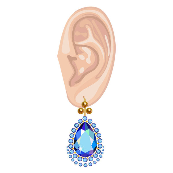 Human ear & hanging earring