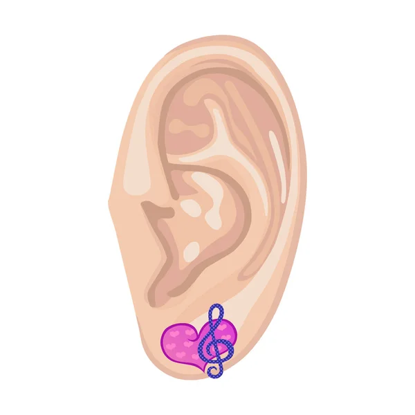 Human ear & earring — Stock Vector