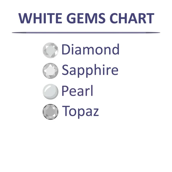 Gems white color chart — Stock Vector