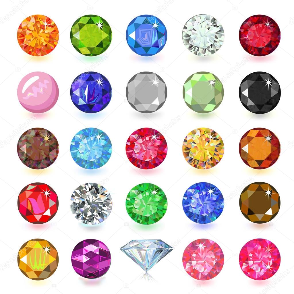 Colored gems set