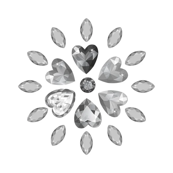 Marquesa y gemas cortadas del corazón — Vector de stock