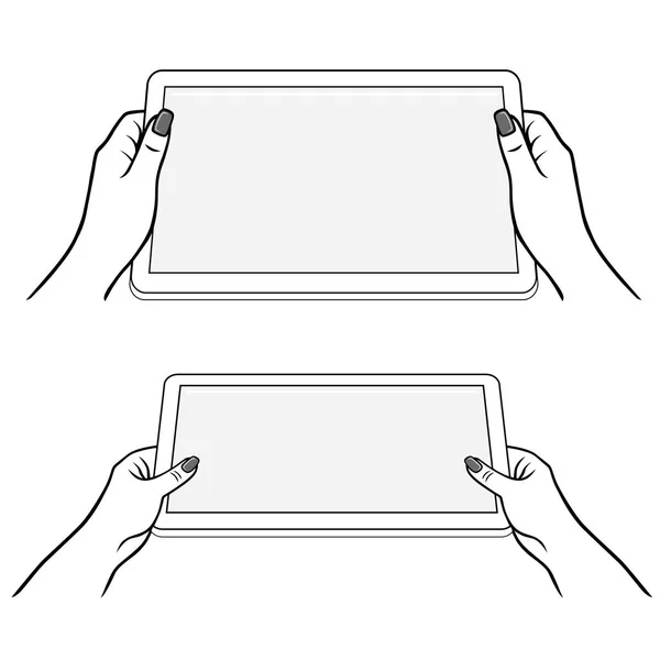 Ženské ruce drží tablet — Stockový vektor