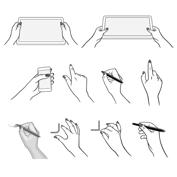 Рисует руками с помощью устройств — стоковый вектор