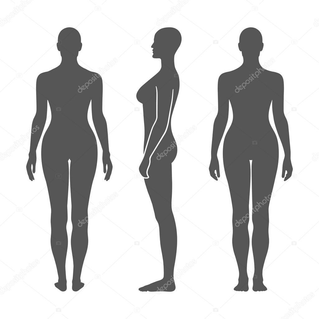 Naked standing woman silhouette