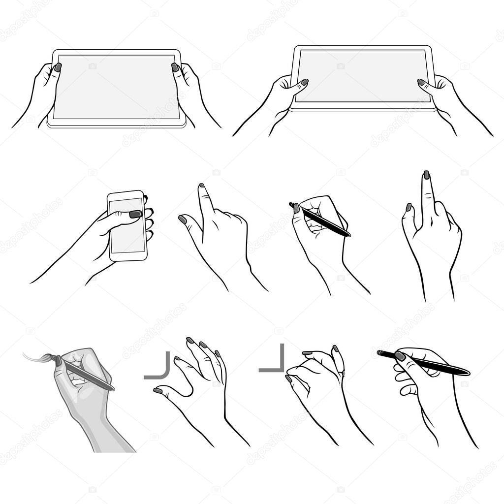 Hands drawing using devices