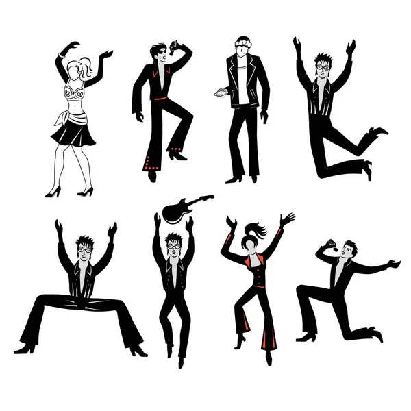 Bailarinas, cantantes (hombre, mujer) conjunto — Vector de stock