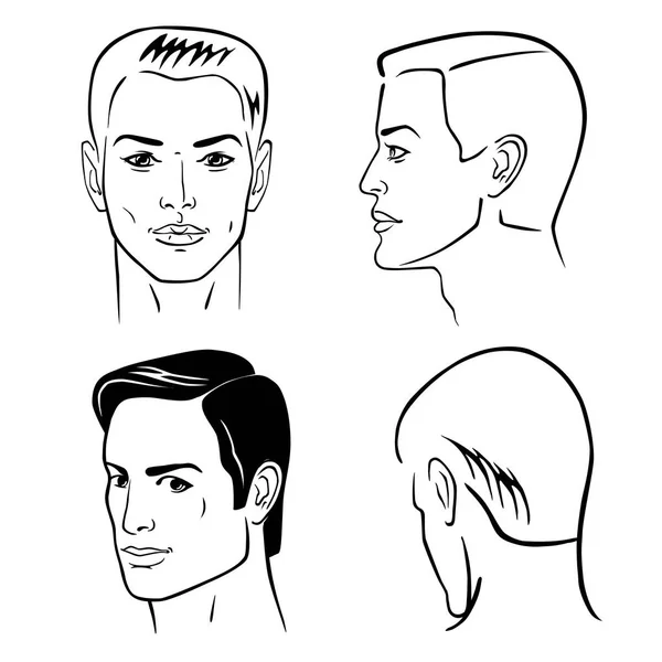 Ensemble tête de coiffure homme — Image vectorielle