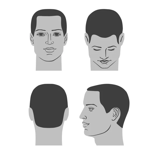 Uomo taglio di capelli testa set — Vettoriale Stock